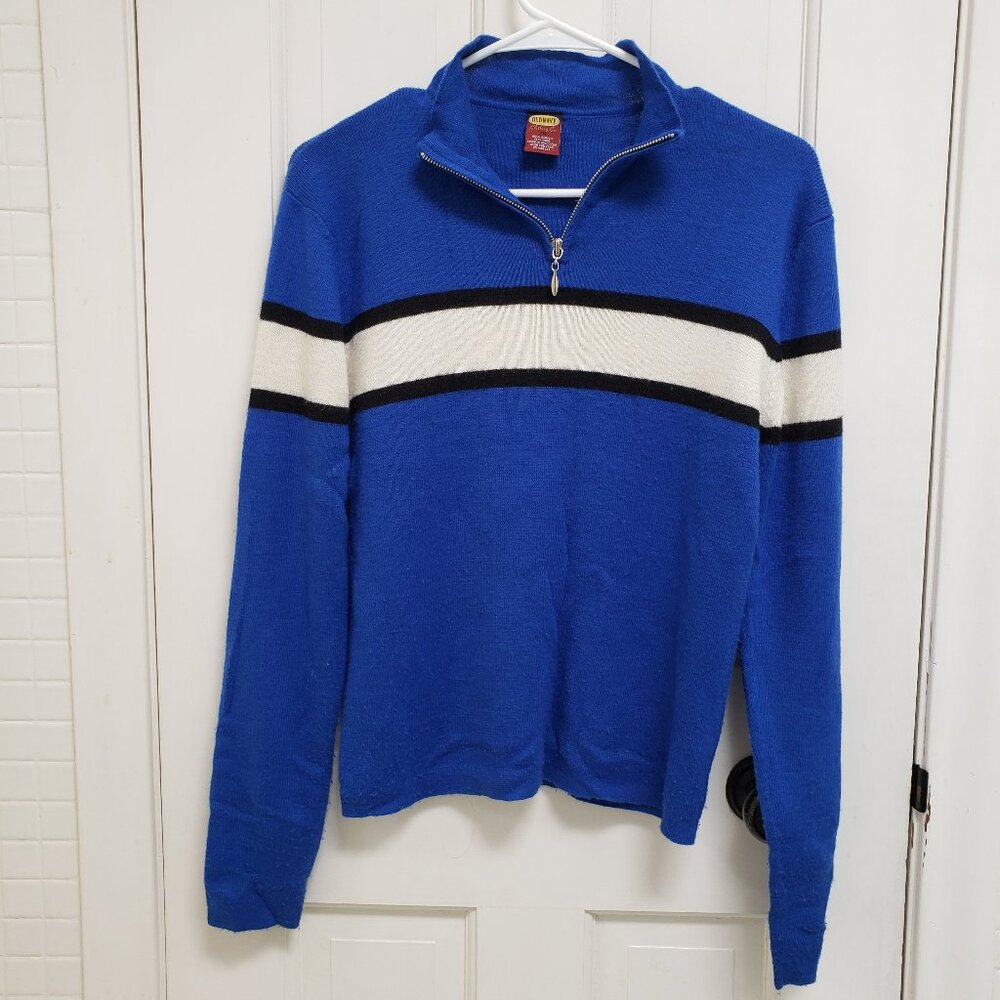 Old Navy Vintage Y2K Ski Stripe Zip Up Sweater Blue White Size M